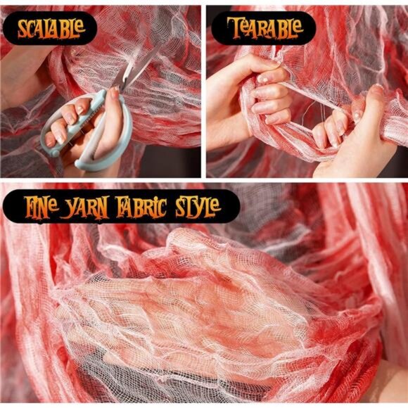 197" x 85" Halloween Creepy Cloth - Scary Gauze Blood Creepy Cloth - Picture 3 of 8